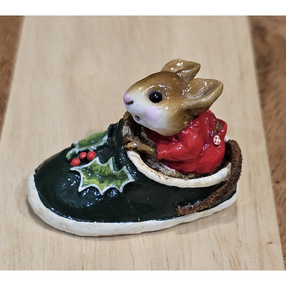 Wee Forest Folk M-166 Chris-Mouse Slipper Retired Signed AP, No WFF Box 1990 - Picture 2 of 10